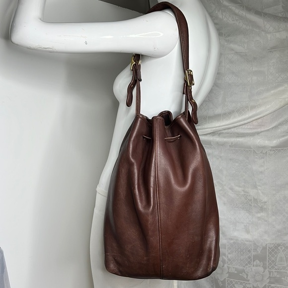 RARE Vintage COACH Legacy Large Brown 9166 Drawstring Bucket Shoulder Bag - Picture 1 of 16